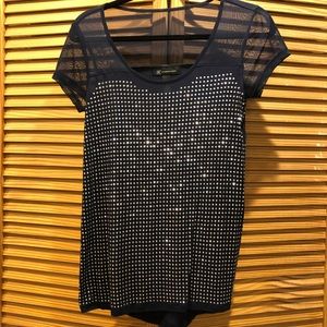 Blue Top with Sheer Accent